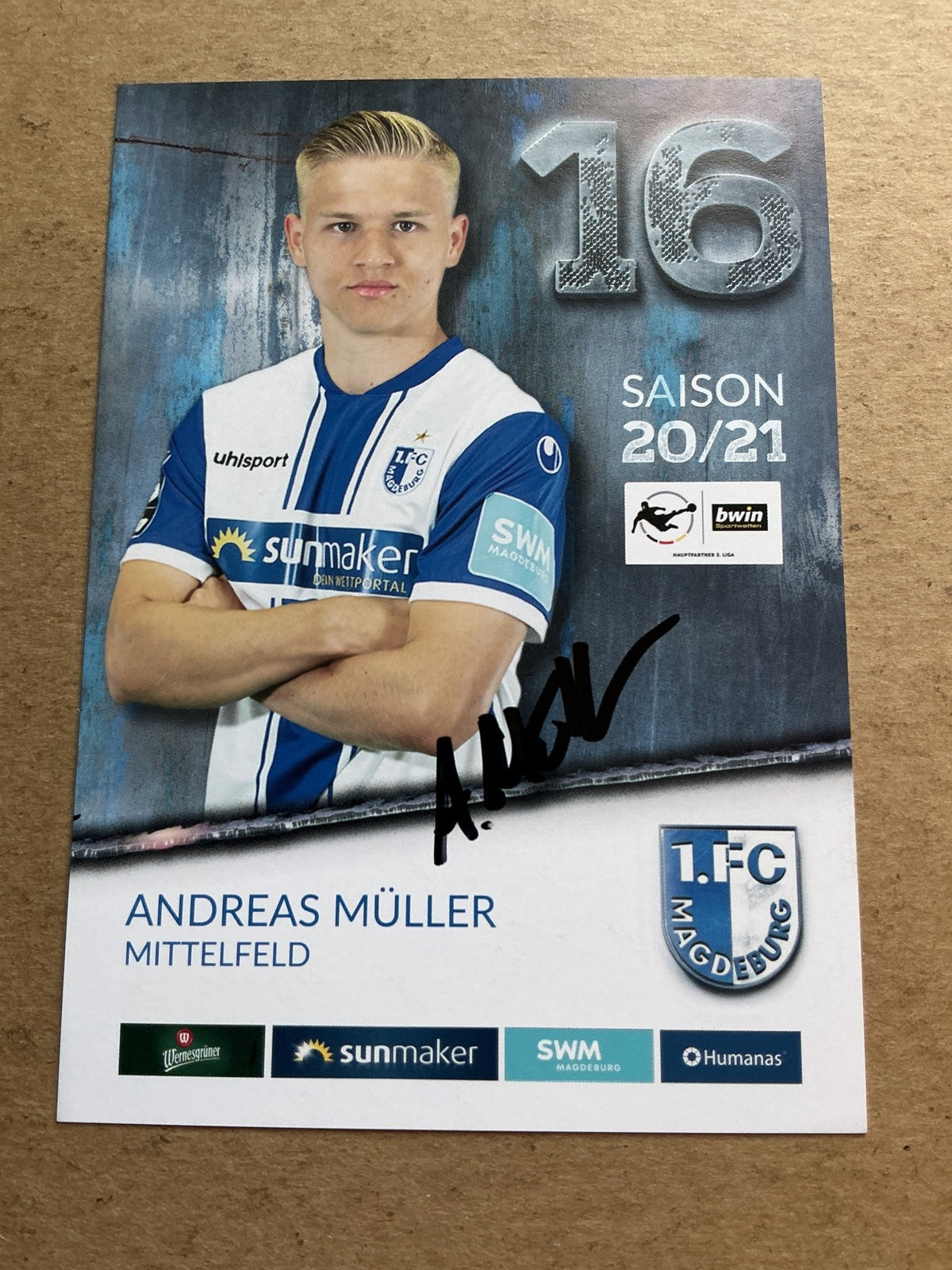 Andreas Müller, Germany 🇩🇪 1.FC Magdeburg 2020/21 hand signed - Autographs-World