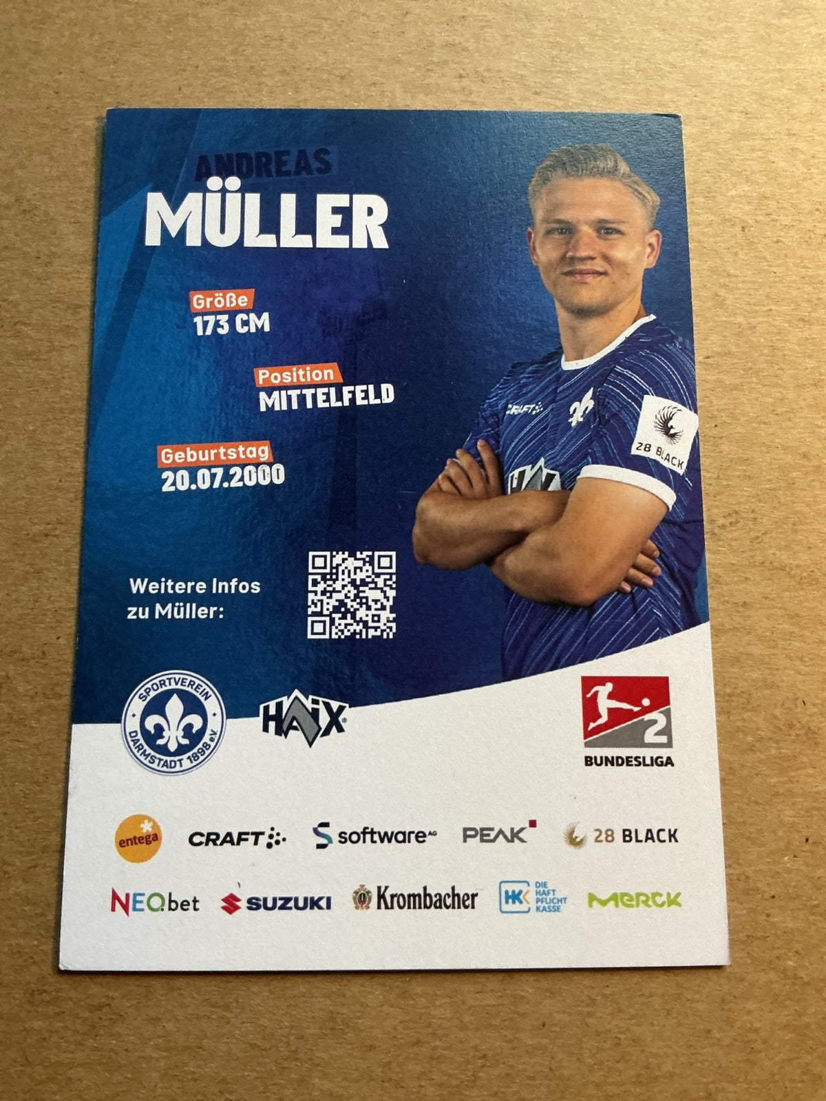 Andreas Müller, Germany 🇩🇪 SV Darmstadt 98 2023/24 hand signed - Autographs-World