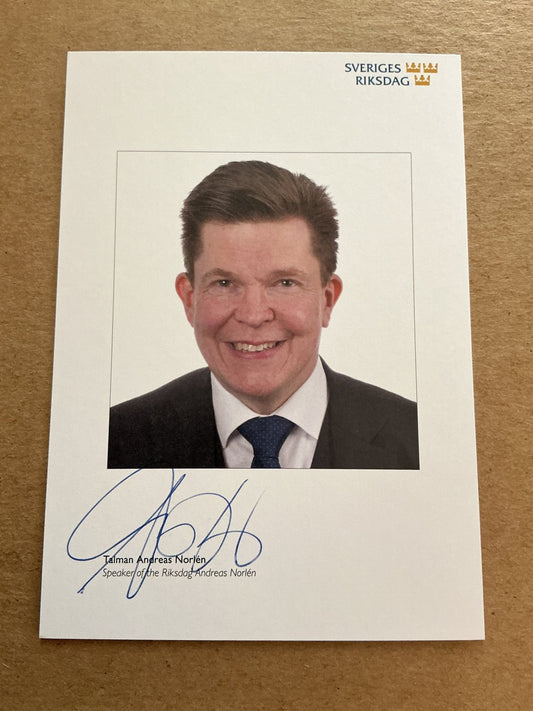 Andreas Norlen, Sweden 🇸🇪 Speaker of Parlament 2025 hand signed - Autographs-World
