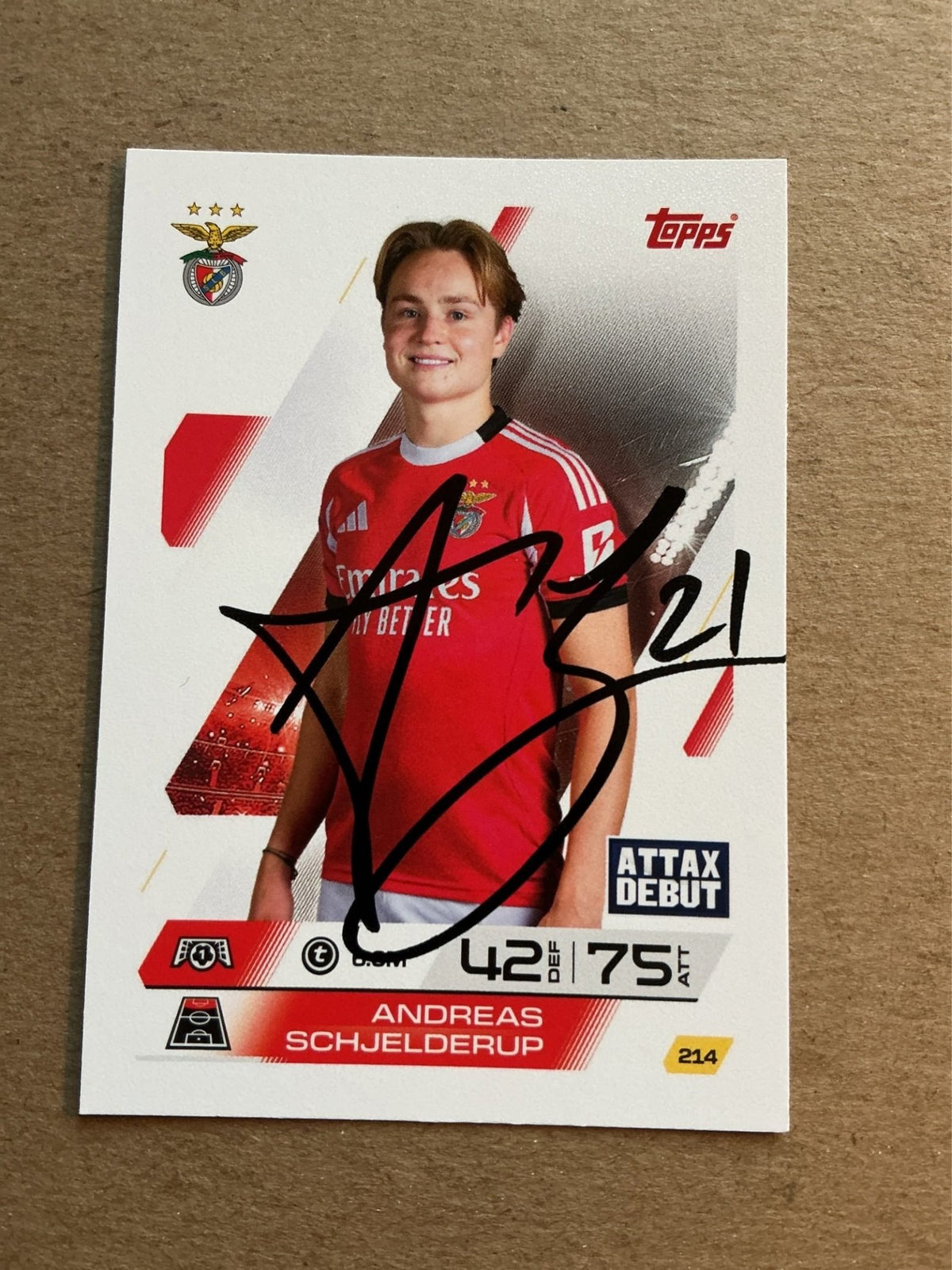 Andreas Schjelderup, Norway 🇳🇴 SL Benfica 2025/26 hand signed - Autographs-World