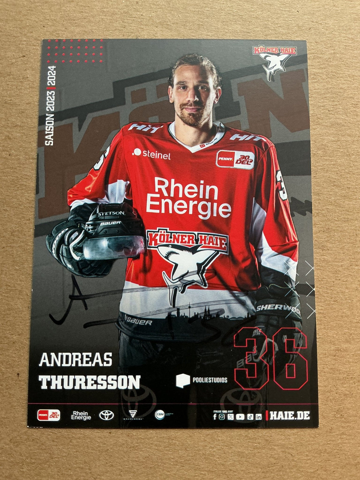 Andreas Thuresson, Sweden 🇸🇪 Kölner Haie 2023/24 hand signed - Autographs-World