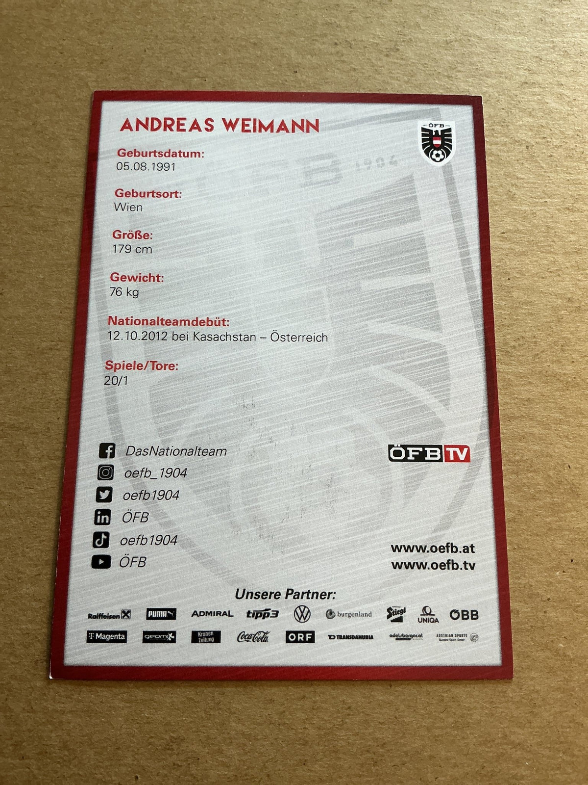 Andreas Weimann, Austria 🇦🇹 2023 hand signed - Autographs-World