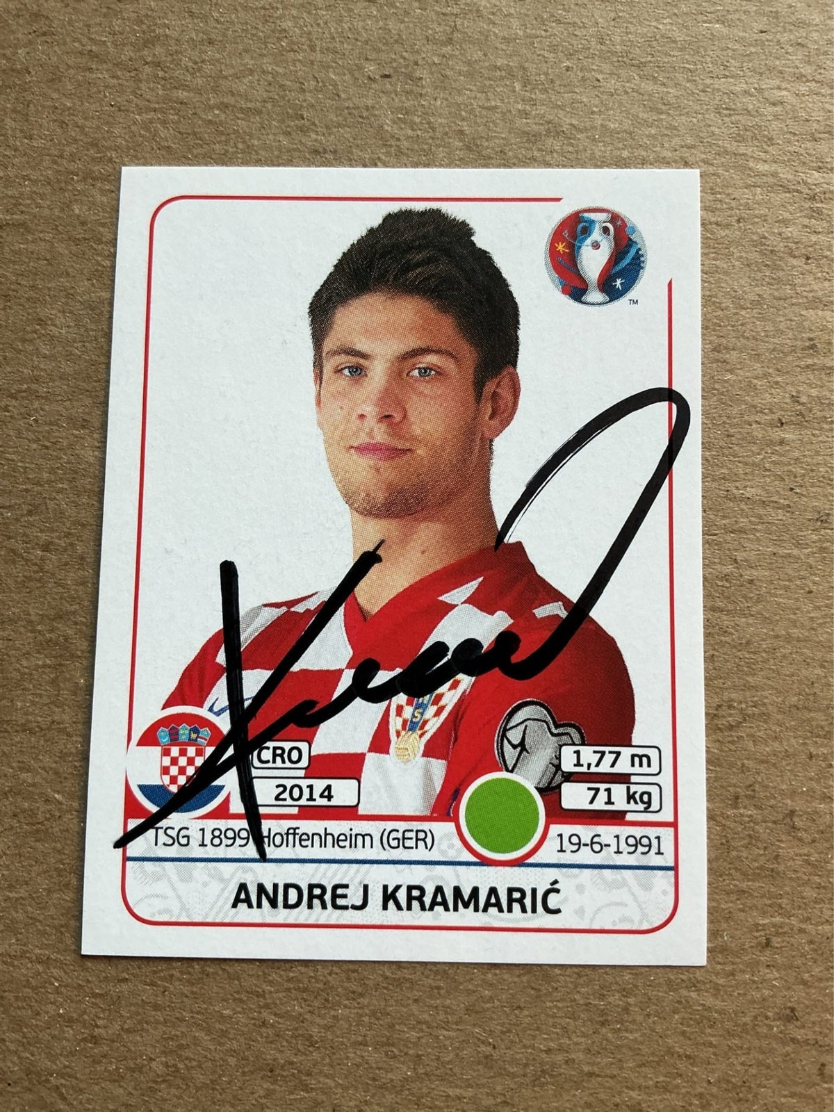 Andrej Kramarić, Croatia 🇭🇷 UEFA Euro 2016 Panini hand signed - Autographs-World