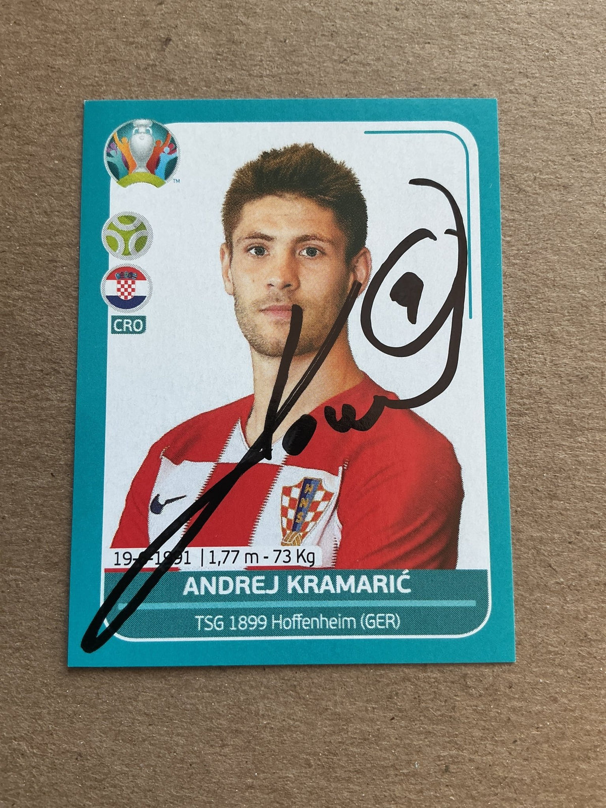 Andrej Kramarić, Croatia 🇭🇷 UEFA Euro 2020 Panini hand signed - Autographs-World