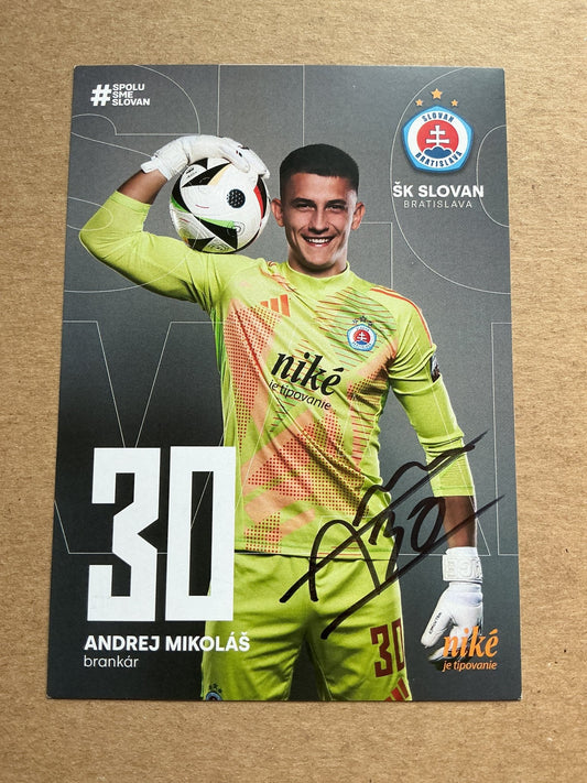 Andrej Mikolas, Slovakia 🇸🇰 SK Slovan Bratislava 2024/25 hand signed - Autographs-World