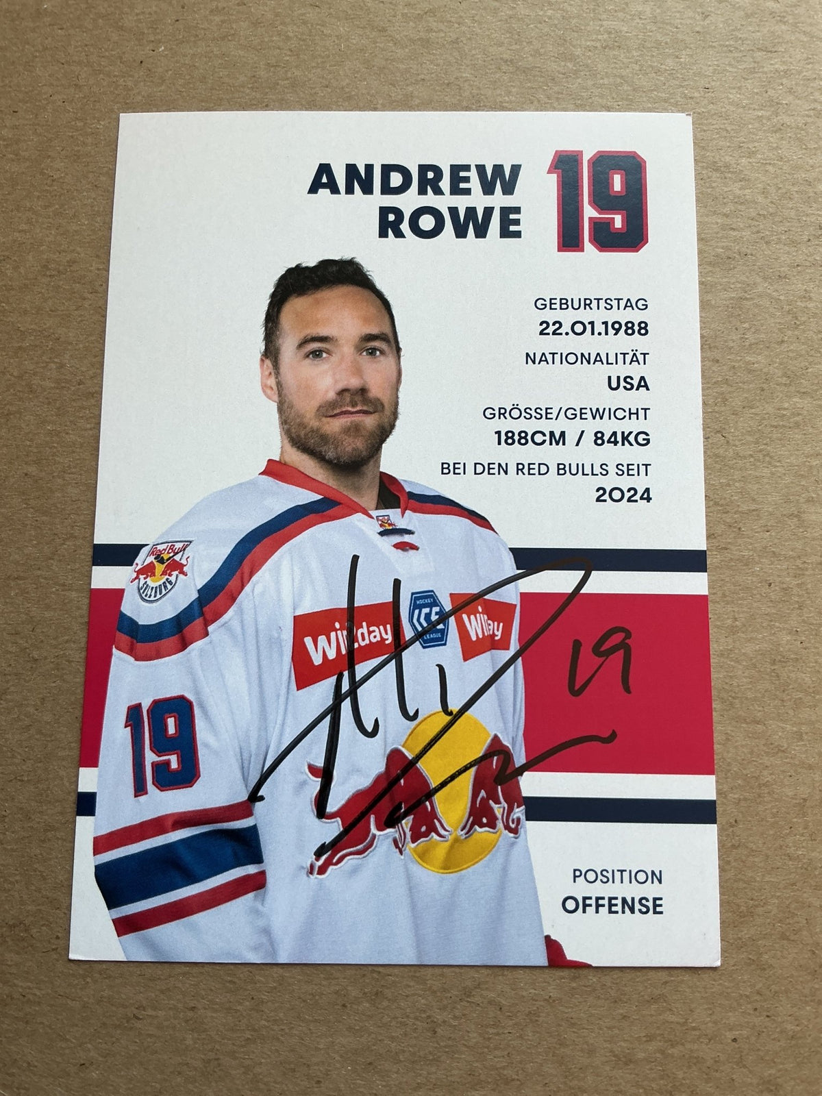Andrew Rowe, USA 🇺🇸 EC Red Bull Salzburg 2024/25 hand signed - Autographs-World