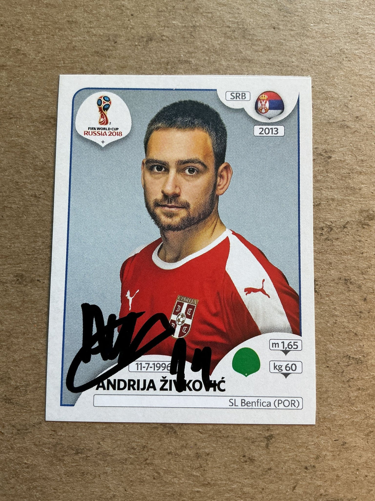 Andrija Živković, Serbia 🇷🇸 FIFA World Cup 2018 Panini hand signed - Autographs-World