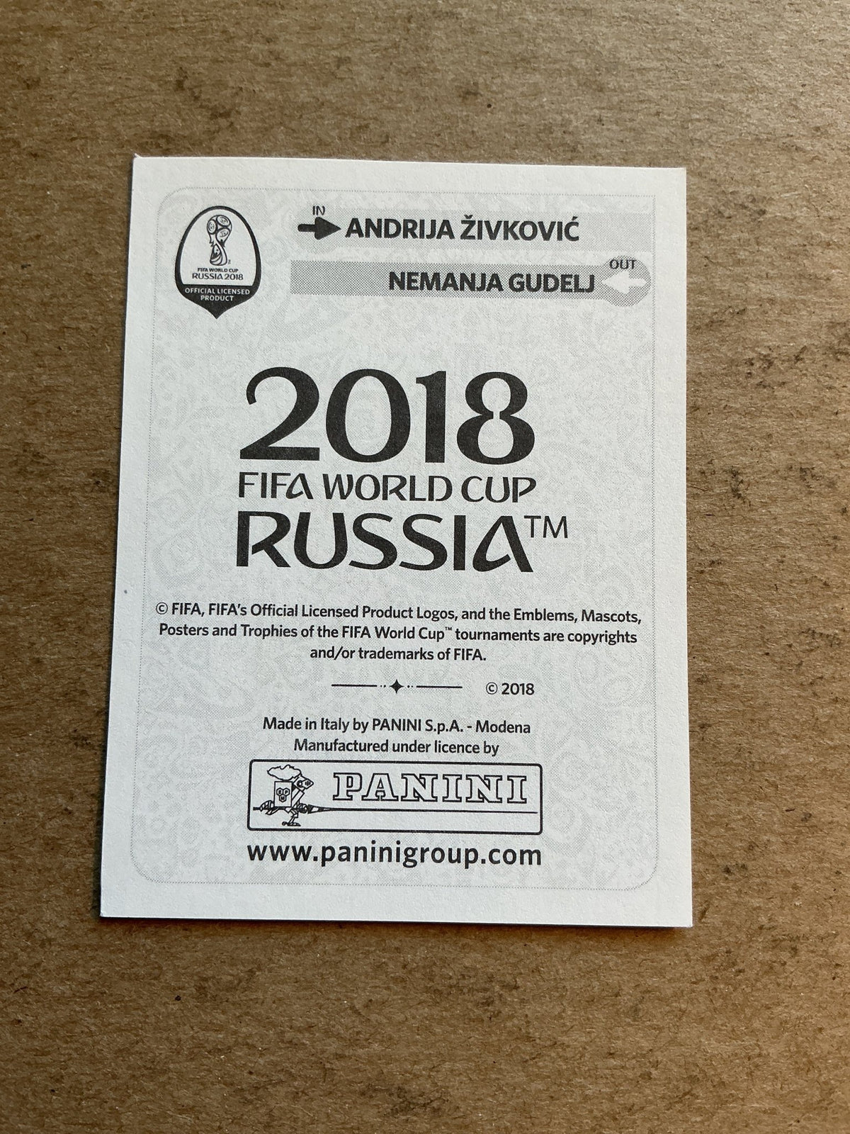 Andrija Živković, Serbia 🇷🇸 FIFA World Cup 2018 Panini hand signed - Autographs-World