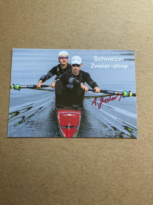 Andrin Gulich, Switzerland 🇨🇭 Rowing Summer Olympics 2024 hand signed - Autographs-World