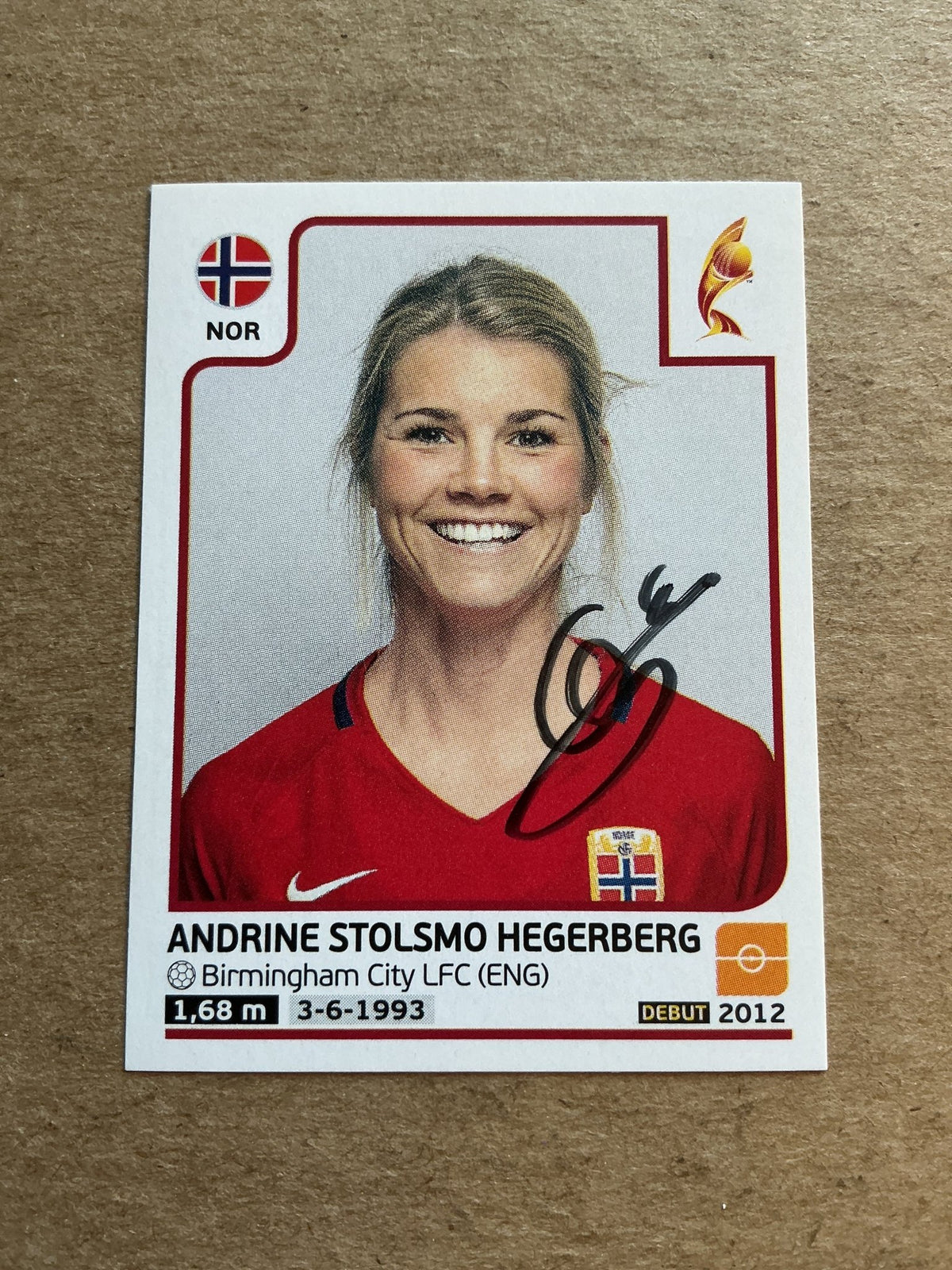 Andrine Hegerberg, Norway 🇳🇴 FIFA Women’s Euro Cup 2017 Panini hand signed - Autographs-World