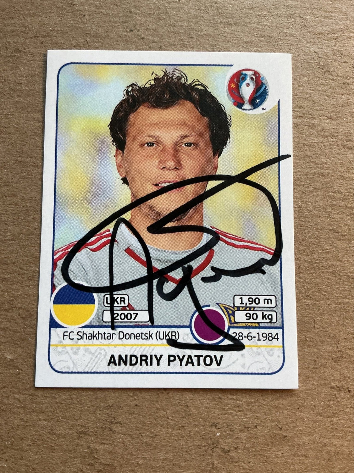Andriy Pyatov, Ukraine 🇺🇦 UEFA Euro 2016 Panini hand signed - Autographs-World