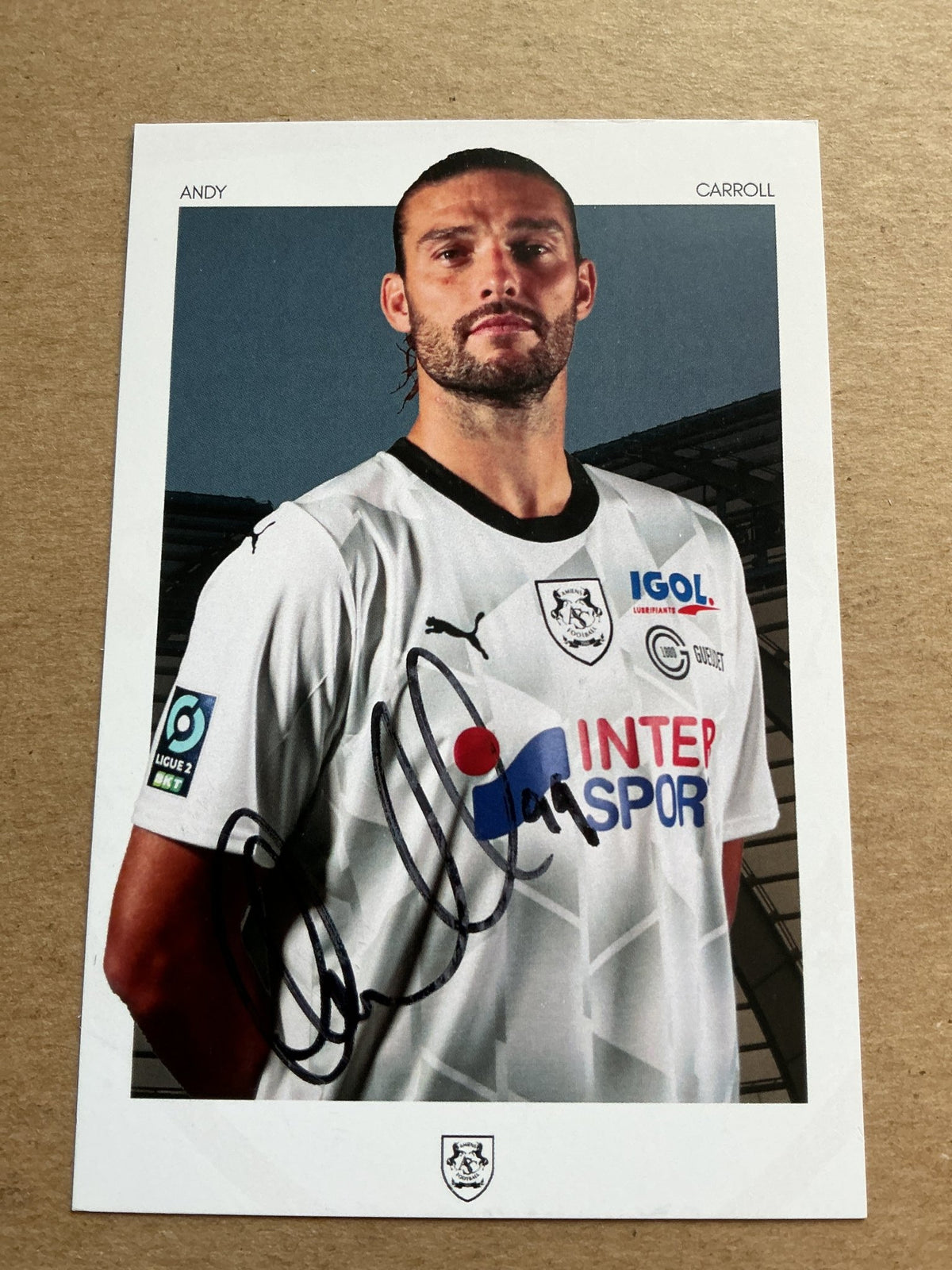 Andy Carroll, England 🏴󠁧󠁢󠁥󠁮󠁧󠁿 Amiens SC 2023/24 hand signed - Autographs-World