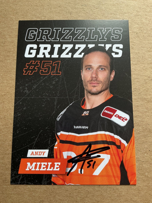 Andy Miele, USA 🇺🇸 Grizzlys Wolfsburg 2024/25 hand signed - Autographs-World