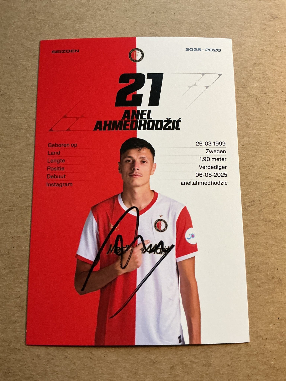 Anel Ahmedhodzić, Bosnia 🇧🇦 Feyenoord Rotterdam 2025/26 hand signed - Autographs-World