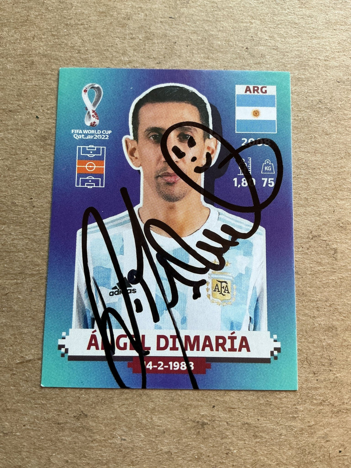 Angel di Maria, Argentina 🇦🇷 FIFA World Cup 2022 Panini hand signed - Autographs-World