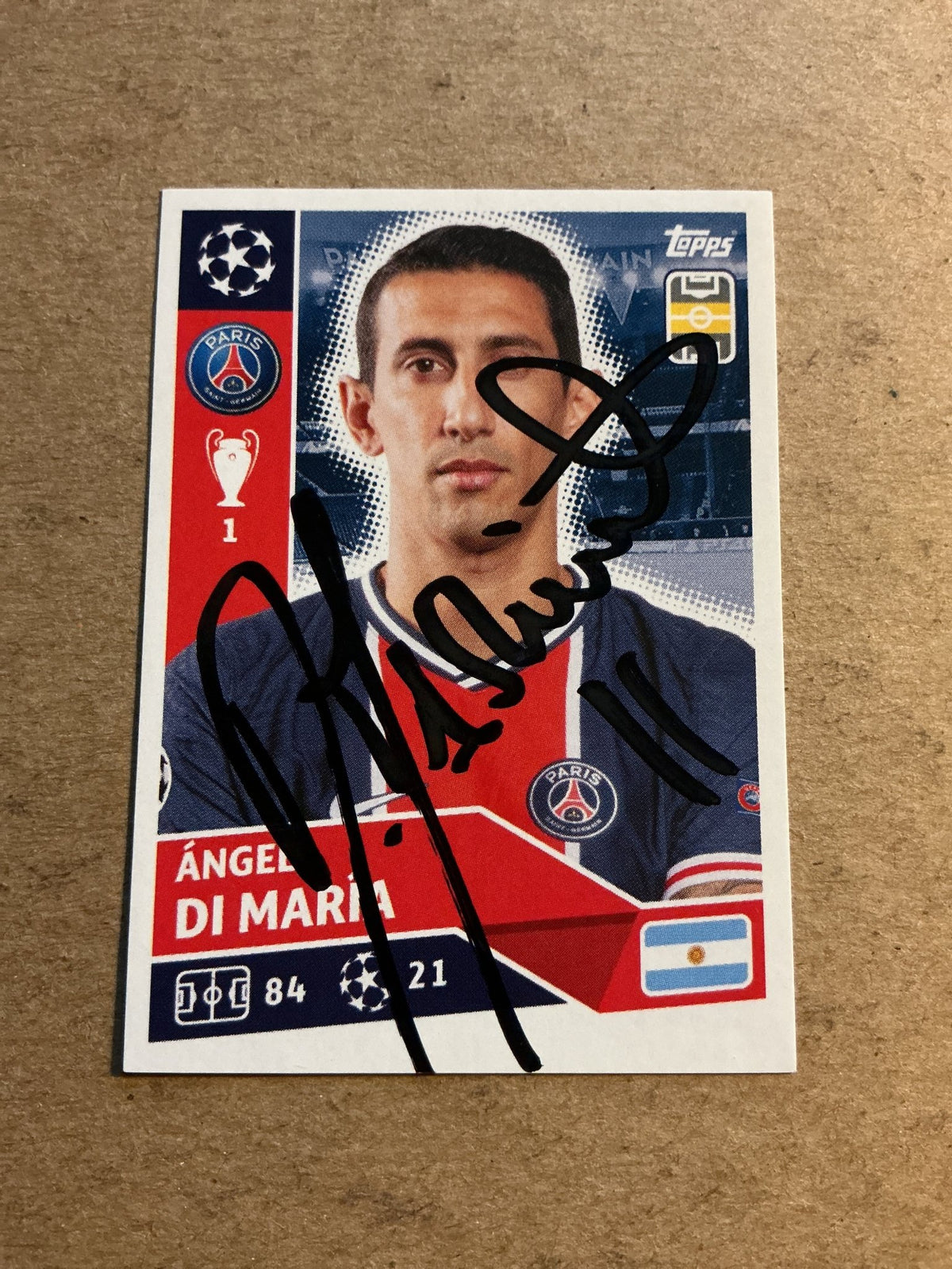 Angel di Maria, Argentina 🇦🇷 Paris Saint-Germain 2020/21 Topps hand signed - Autographs-World