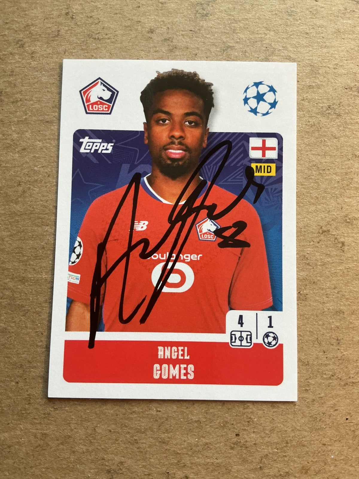 Angel Gomes, England 🏴󠁧󠁢󠁥󠁮󠁧󠁿 Lille OSC 2024/25 Topps hand signed - Autographs-World