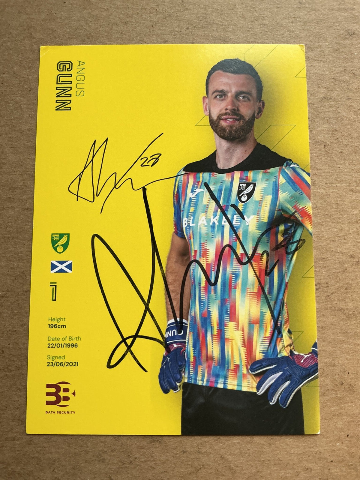 Angus Gunn, Scotland 🏴󠁧󠁢󠁳󠁣󠁴󠁿 Norwich City 2024/25 hand signed - Autographs-World