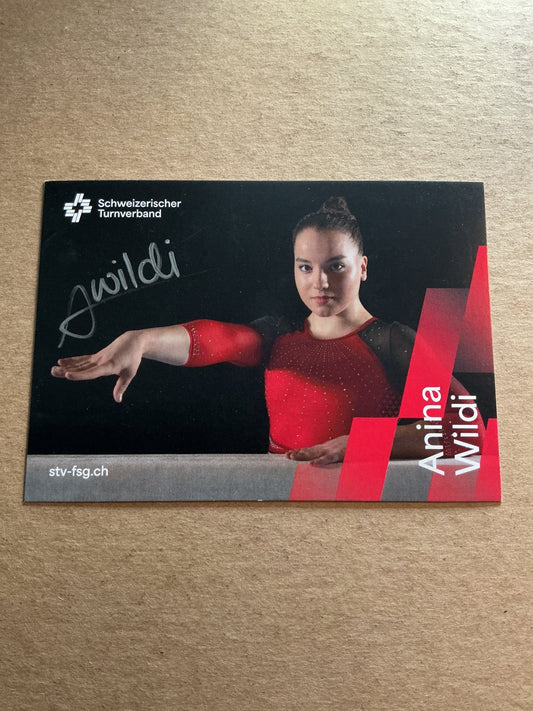 Anina Wildi, Switzerland 🇨🇭 Gymnastics Sports 2025 hand signed - Autographs-World