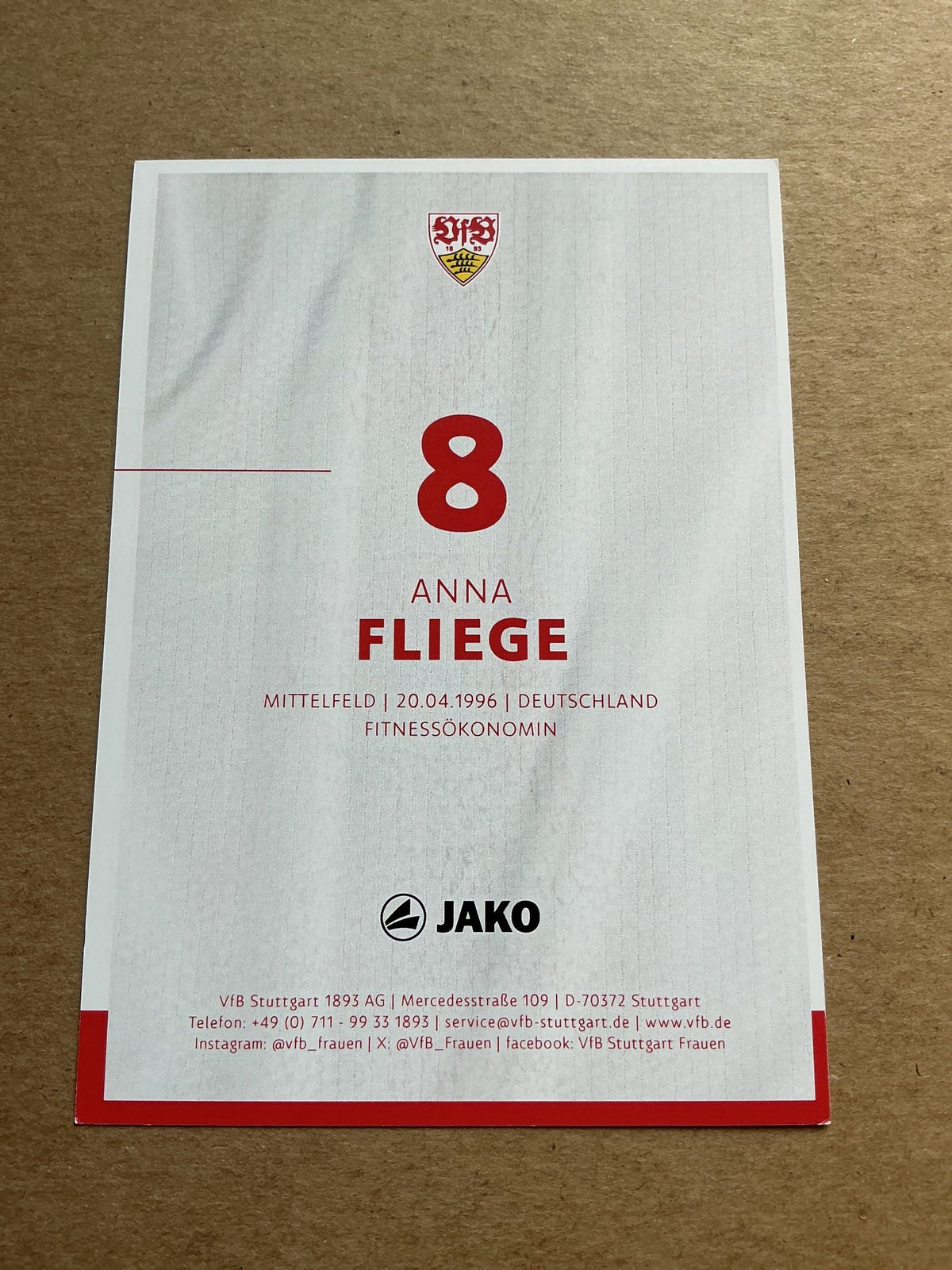 Anna Fliege, Germany 🇩🇪 VfB Stuttgart 2024/25 hand signed - Autographs-World