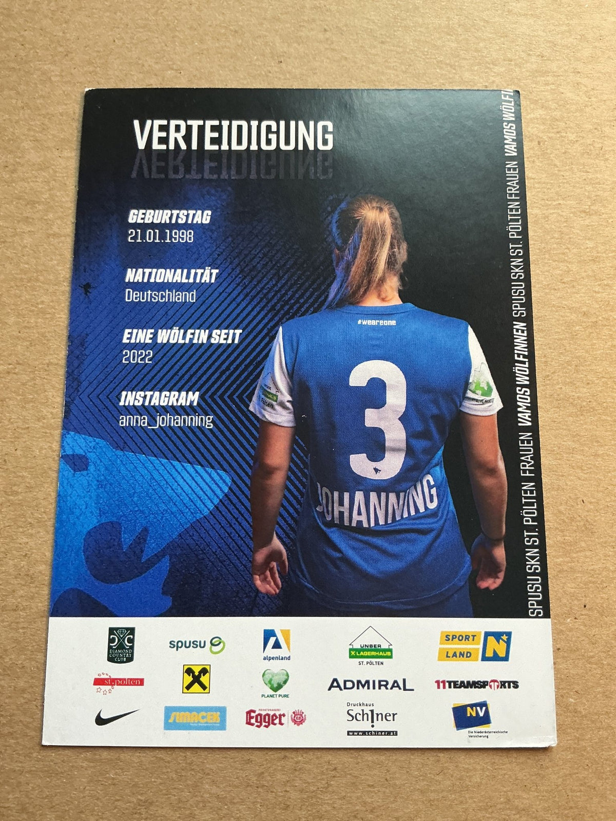 Anna Johanning, Germany 🇩🇪 SKN St.Pölten 2022/23 hand signed - Autographs-World