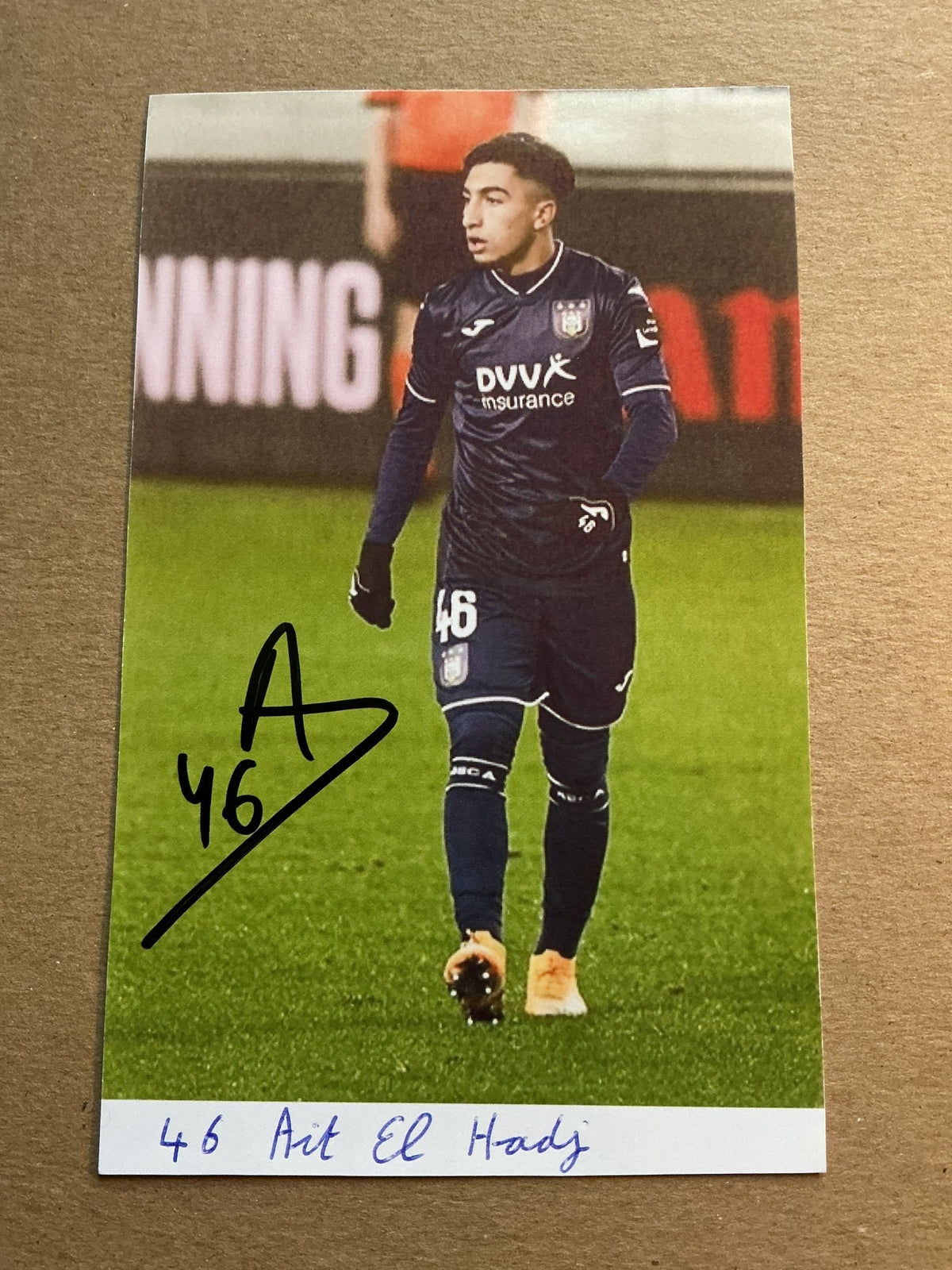 Anouar Ait El Hadj, Belgium 🇧🇪 RSC Anderlecht 2020/21 hand signed - Autographs-World
