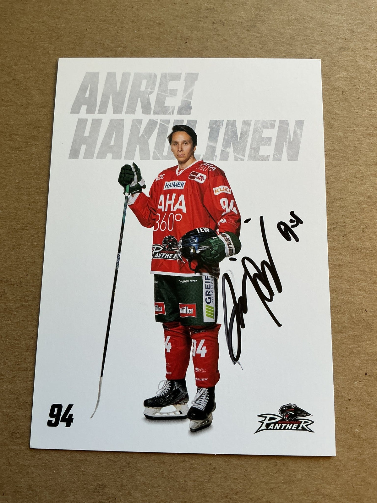 Anrei Hakulinen, Finland 🇫🇮 Augsburg Panther 2023/24 hand signed - Autographs-World