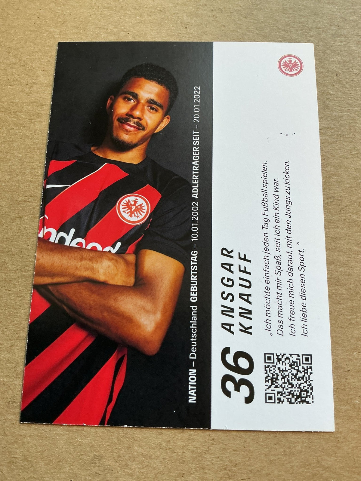 Ansgar Knauff, Germany 🇩🇪 Eintracht Frankfurt 2023/24 hand signed - Autographs-World
