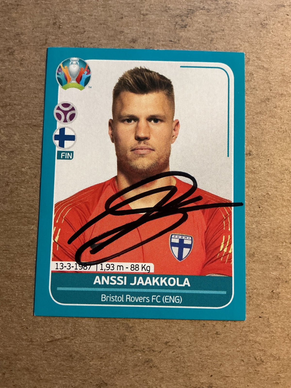Anssi Jaakkola, Finland 🇫🇮 UEFA Euro 2020 Panini hand signed - Autographs-World