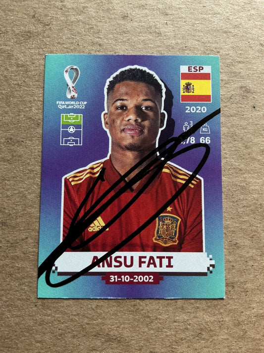 Ansu Fati, Spain 🇪🇸 FIFA World Cup 2022 Panini hand signed - Autographs-World