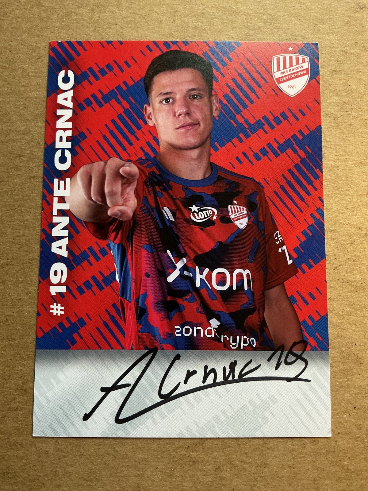 Ante Crnac, Croatia 🇭🇷 Raków Częstochowa 2023/24 hand signed - Autographs-World