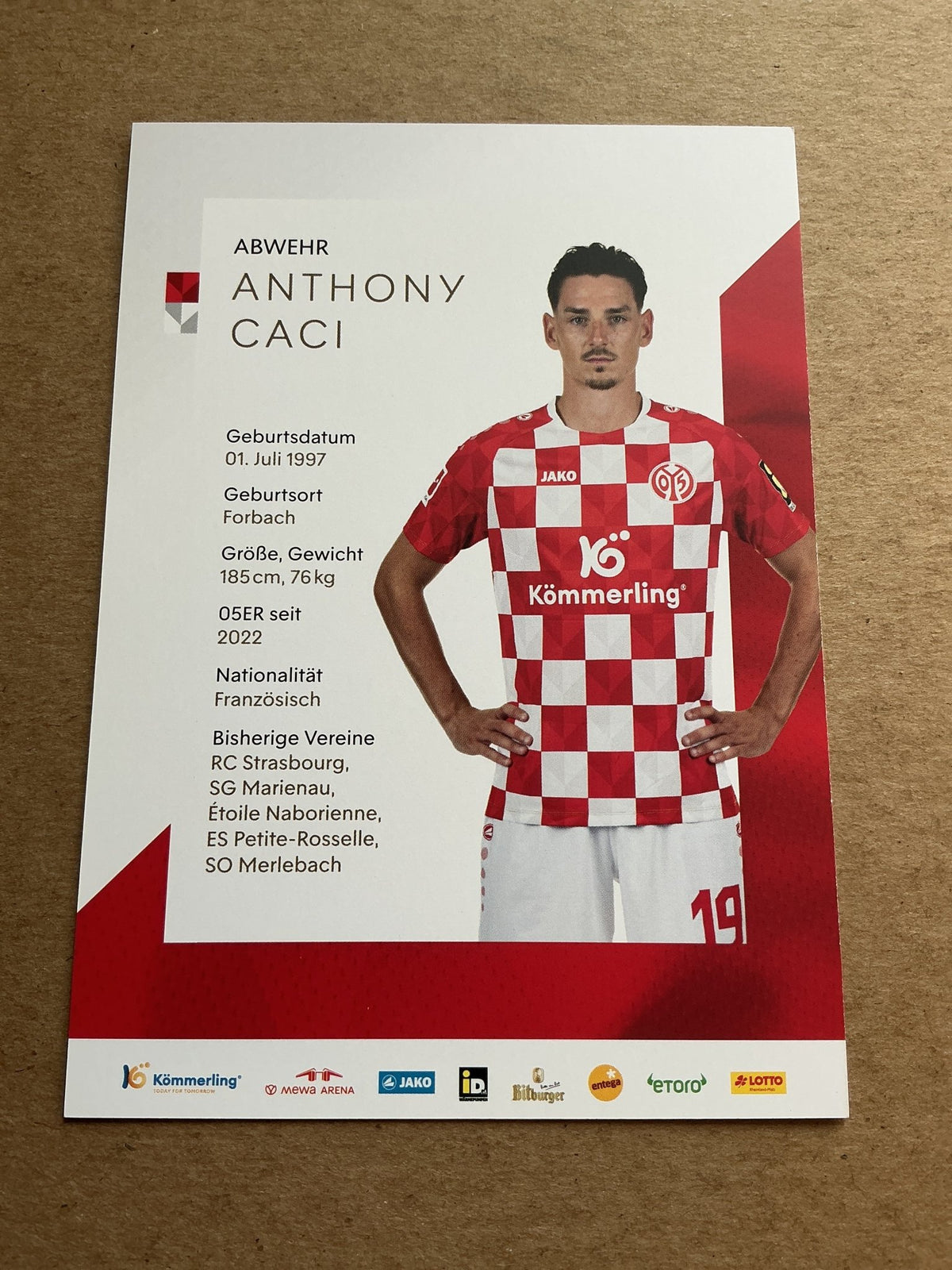 Anthony Caci, France 🇫🇷 FSV Mainz 05 2023/24 hand signed - Autographs-World