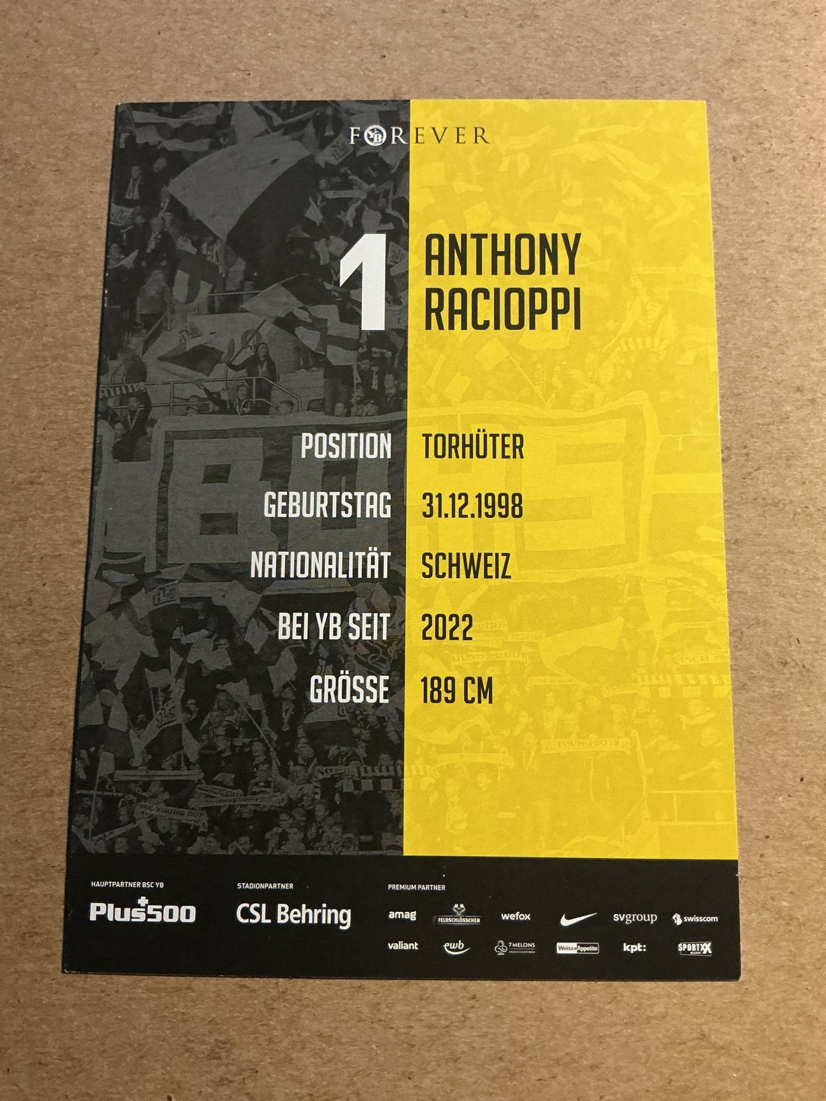 Anthony Racioppi, Switzerland 🇨🇭 BSC Young Boys 2021/22 hand signed - Autographs-World