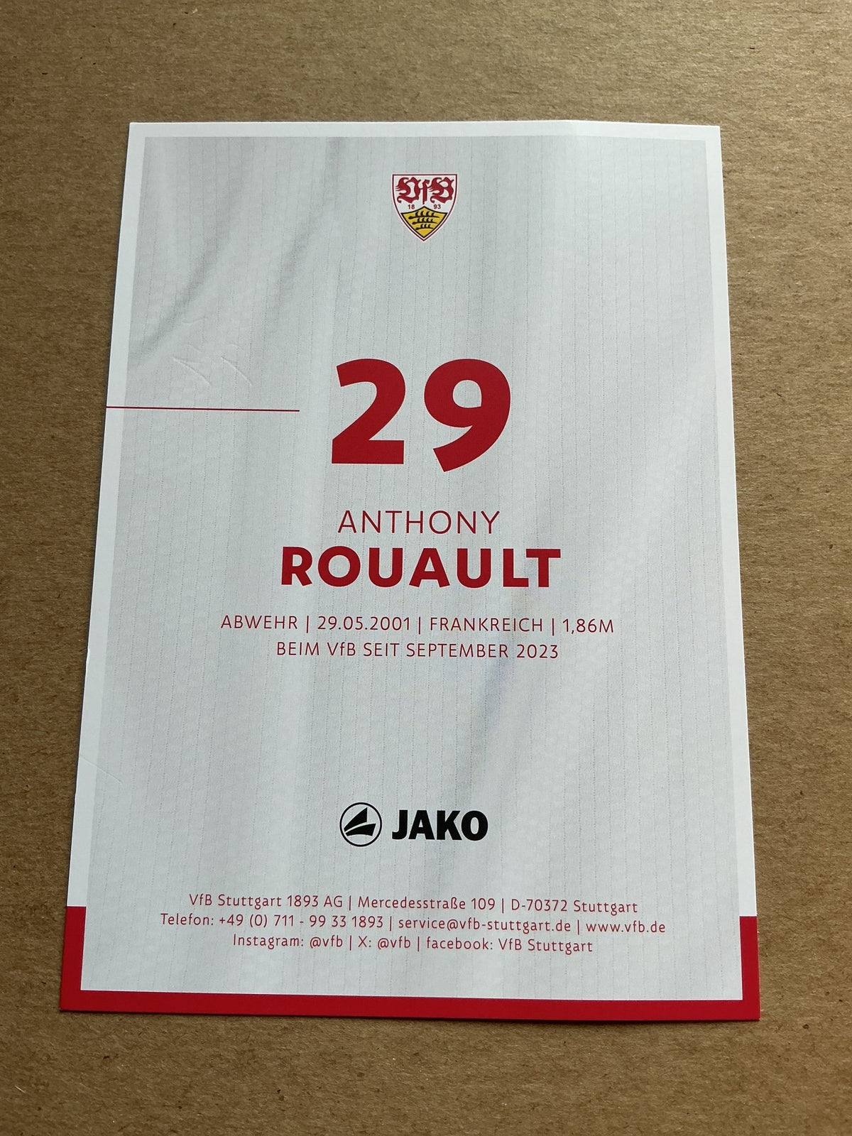 Anthony Rouault, France 🇫🇷 VfB Stuttgart 2024/25 hand signed - Autographs-World