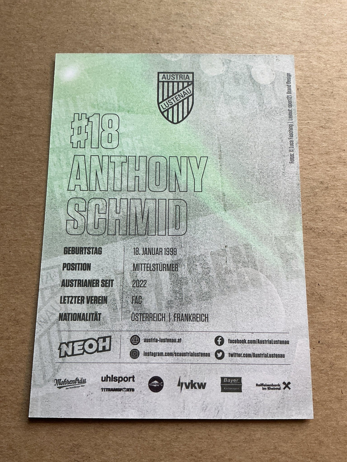 Anthony Schmid, Austria 🇦🇹 SC Austria Lustenau 2023/24 hand signed - Autographs-World