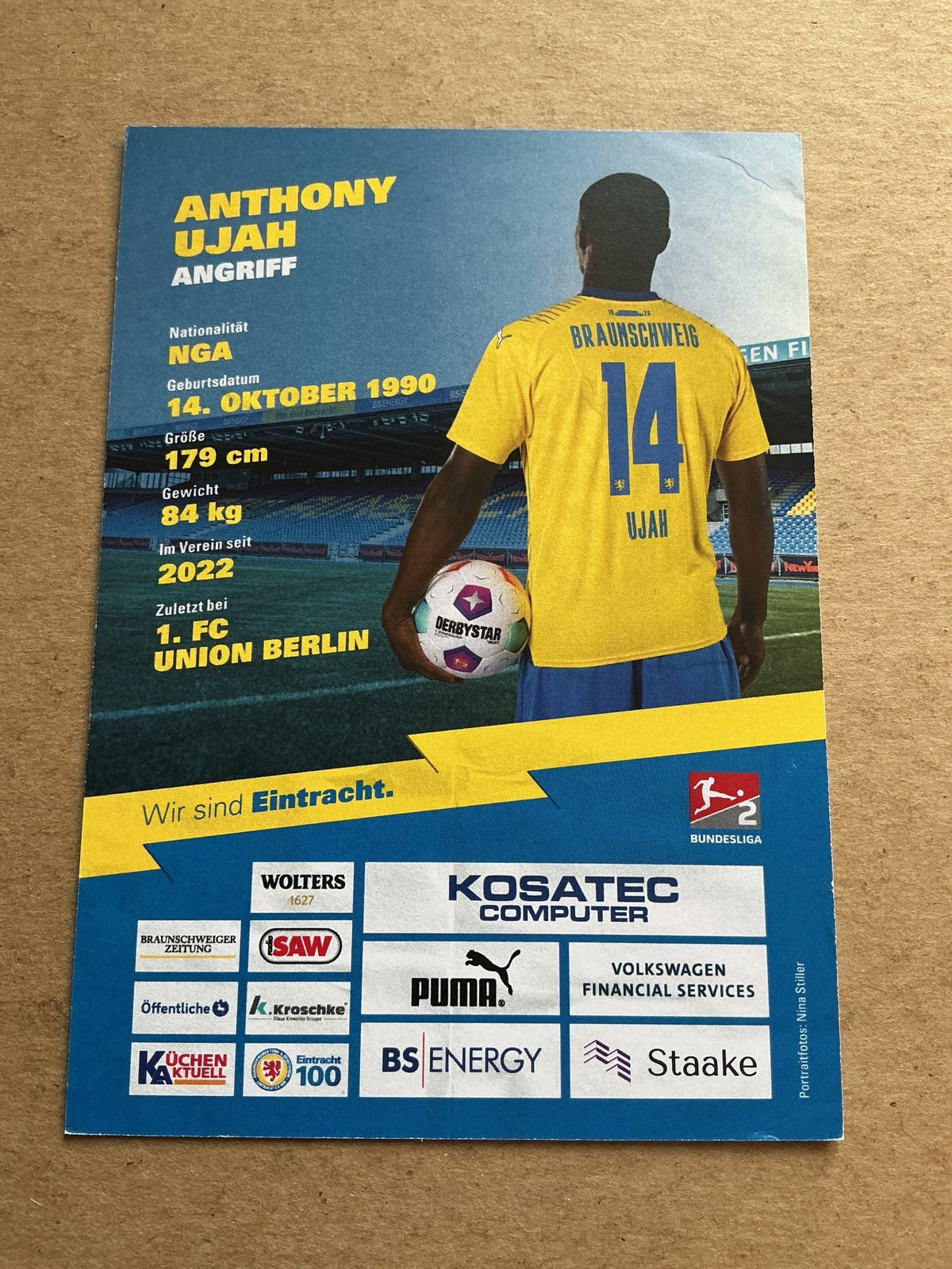 Anthony Ujah, Nigeria 🇳🇬 Eintracht Braunschweig 2023/24 hand signed - Autographs-World