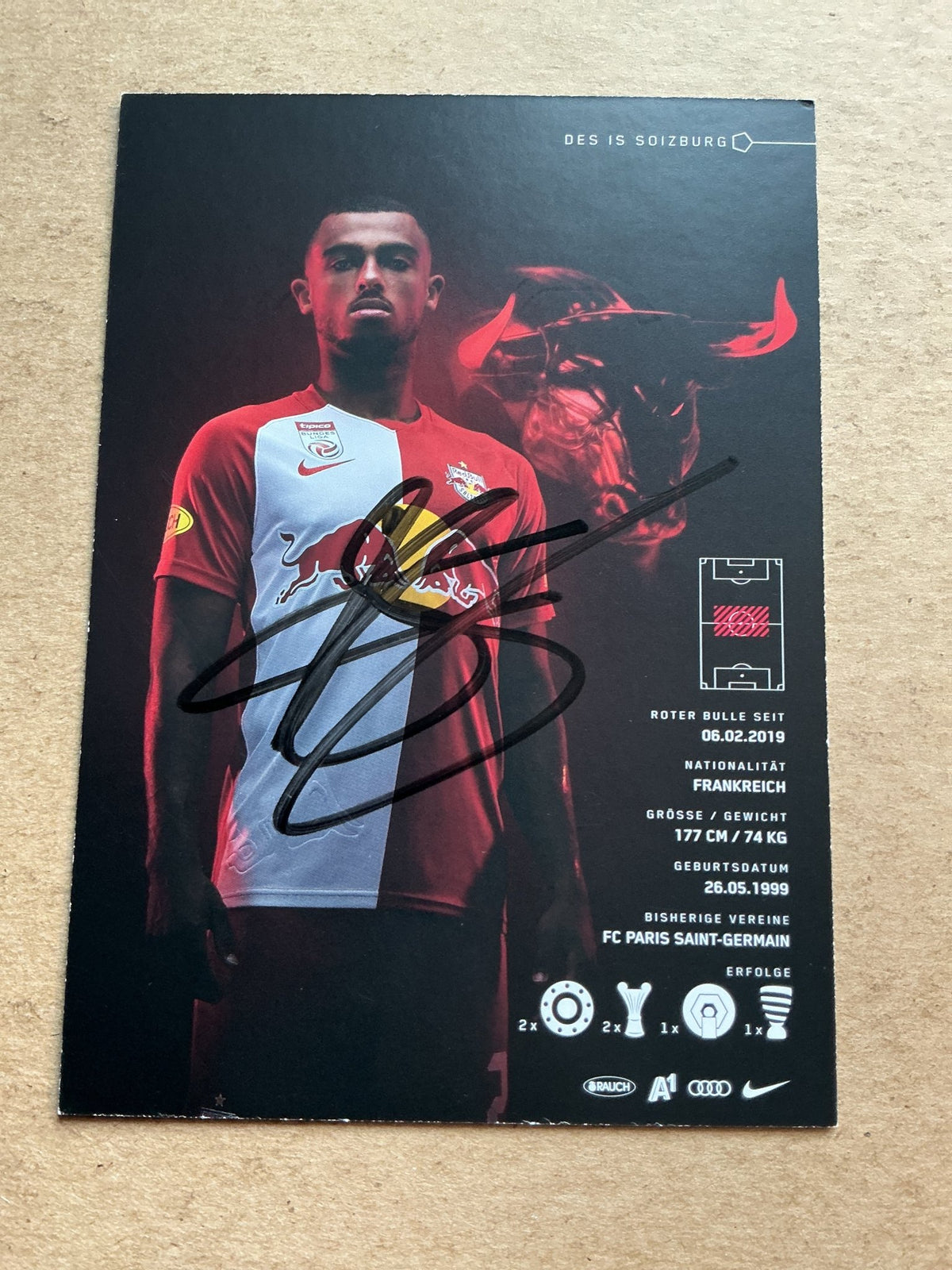 Antoine Bernède, France 🇫🇷 Red Bull Salzburg 2020/21 hand signed - Autographs-World