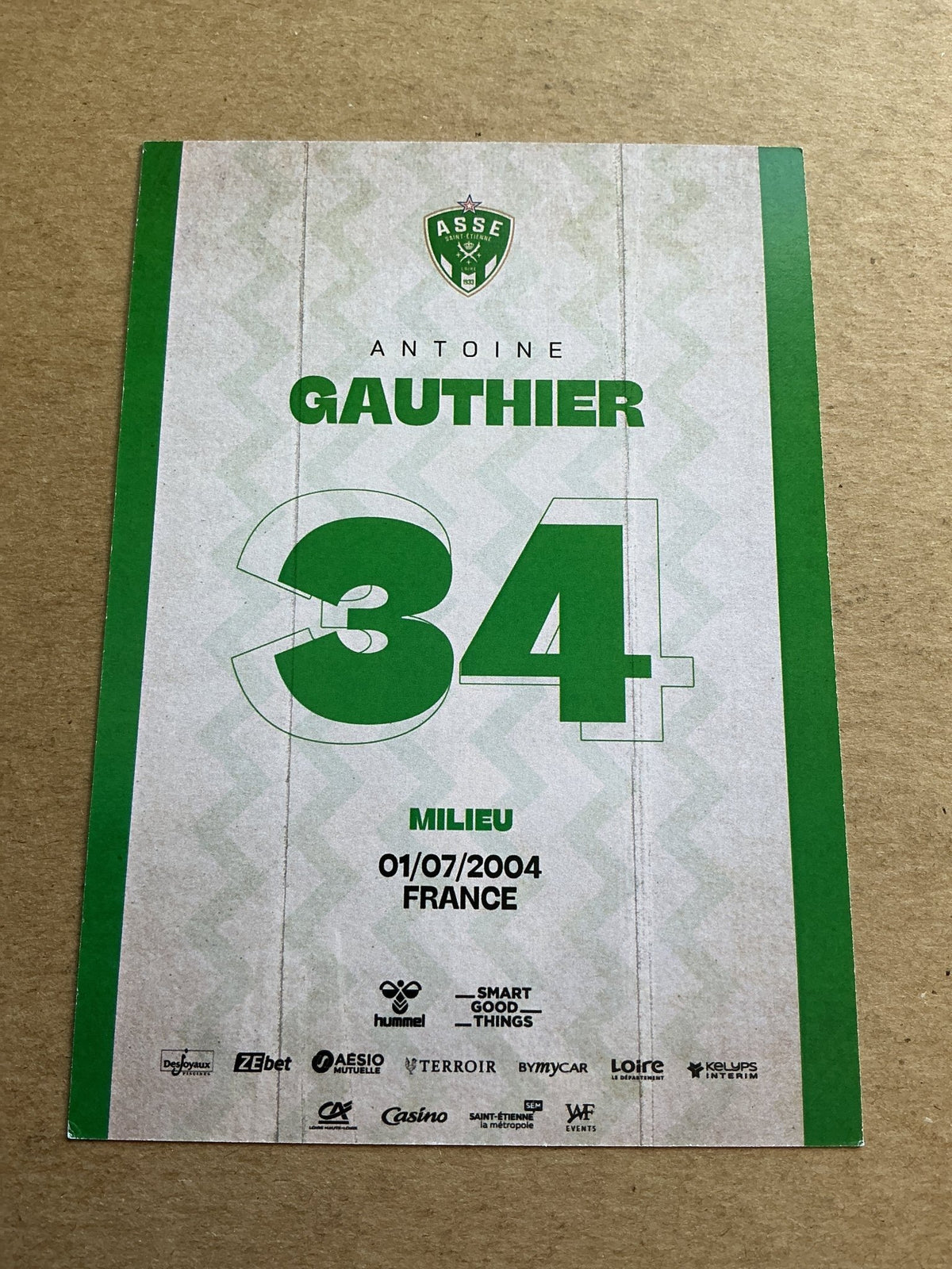 Antoine Gauthier, France 🇫🇷 AS Saint-Etienne 2023/24 hand signed - Autographs-World