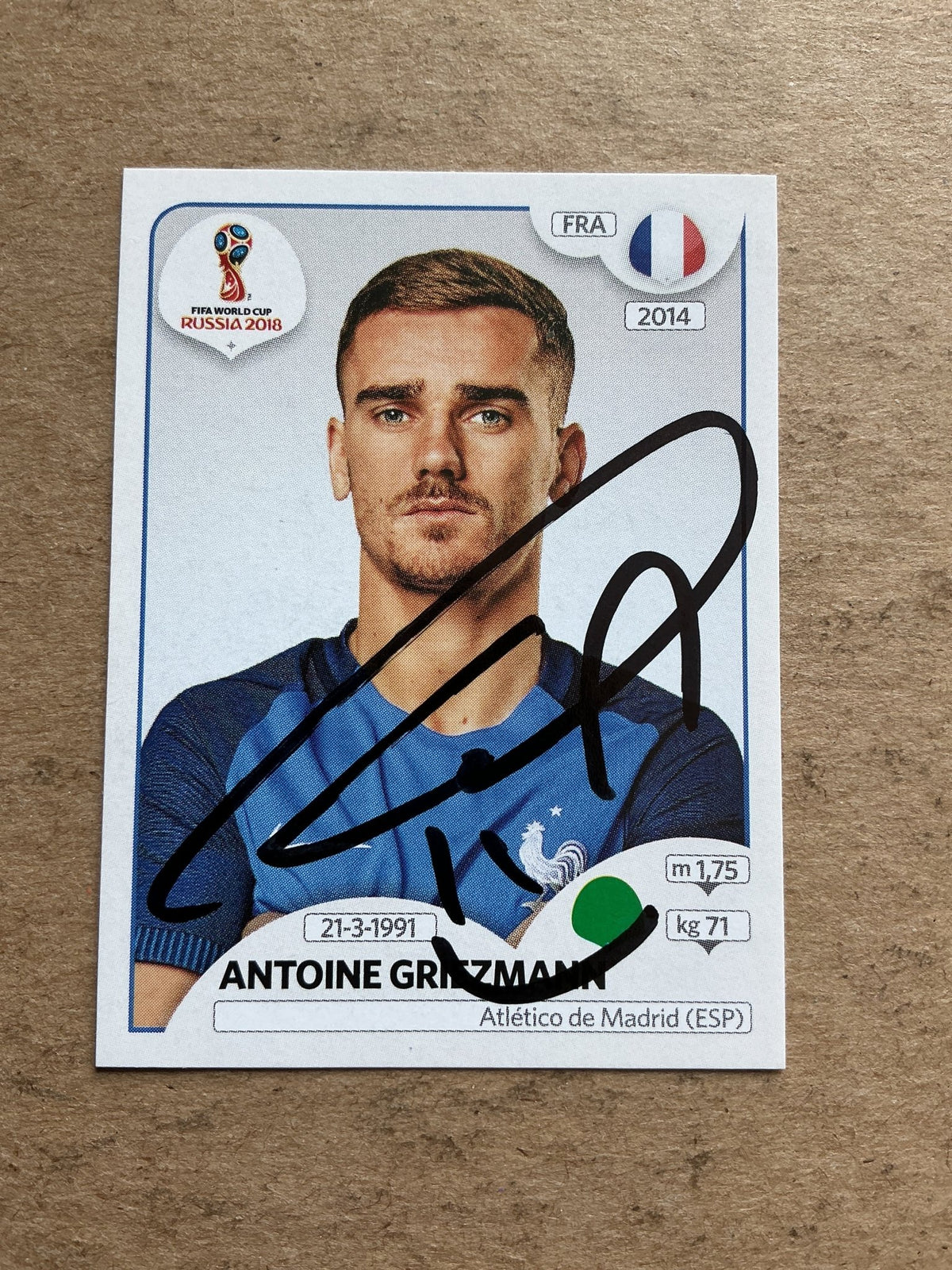 Antoine Griezmann, France 🇫🇷 FIFA World Cup 2018 Panini hand signed - Autographs-World