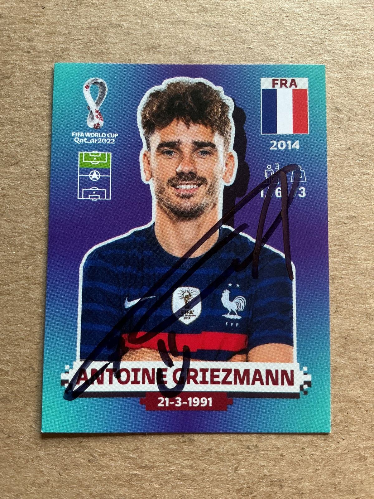 Antoine Griezmann, France 🇫🇷 FIFA World Cup 2022 Panini hand signed - Autographs-World