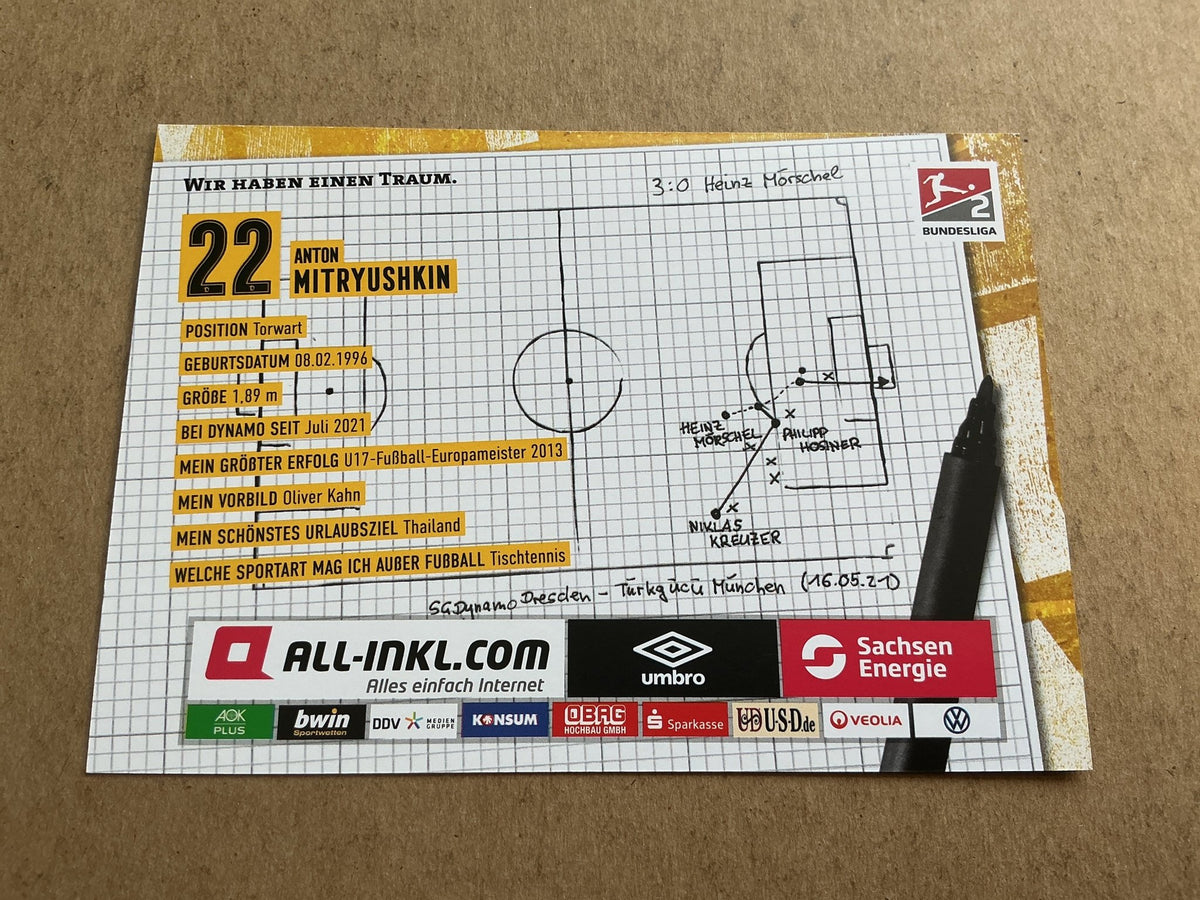 Anton Mitryushkin, Russia 🇷🇺 Dynamo Dresden 2021/22 hand signed - Autographs-World