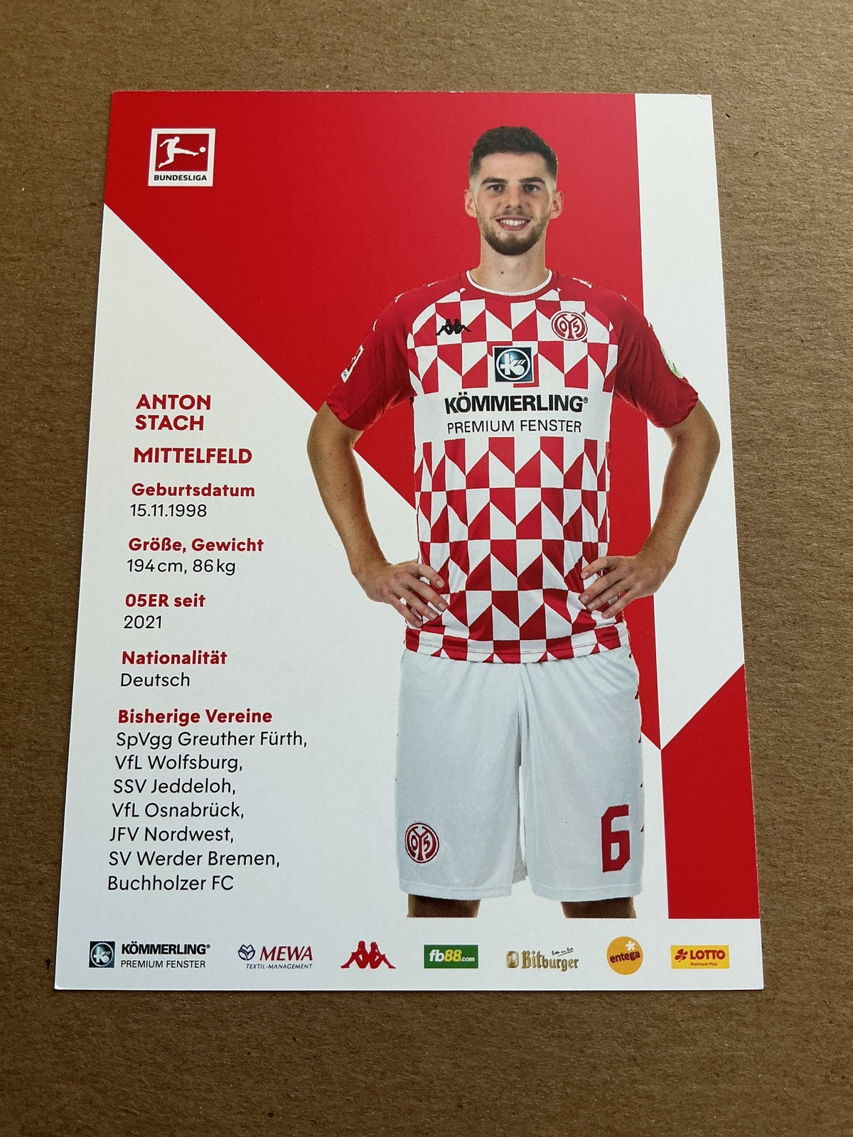 Anton Stach, Germany 🇩🇪 FSV Mainz 05 2021/22 hand signed - Autographs-World