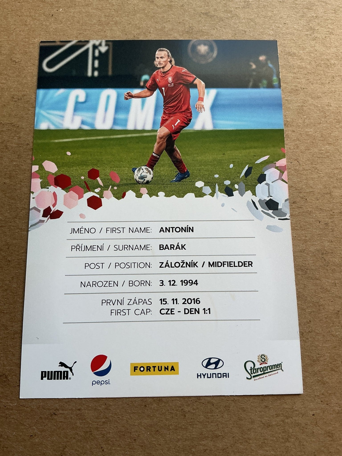 Antonín Barák, Czech Republic 🇨🇿 UEFA Euro Cup 2020 hand signed - Autographs-World