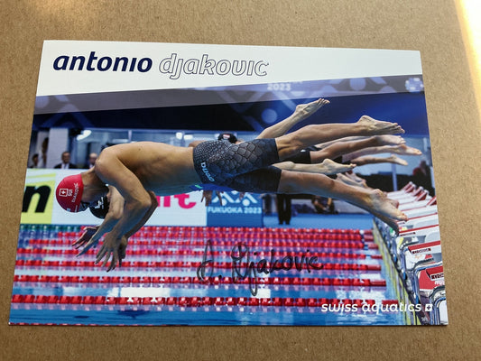 Antonio Djakovic, Switzerland 🇨🇭 Swimming Summer Olympics 2024 hand signed - Autographs-World