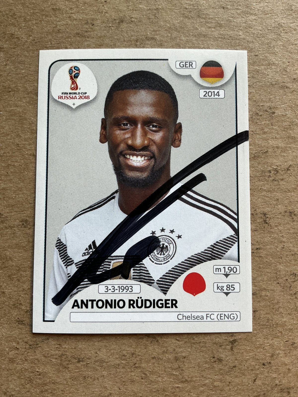 Antonio Rüdiger, Germany 🇩🇪 FIFA World Cup 2018 Panini hand signed - Autographs-World