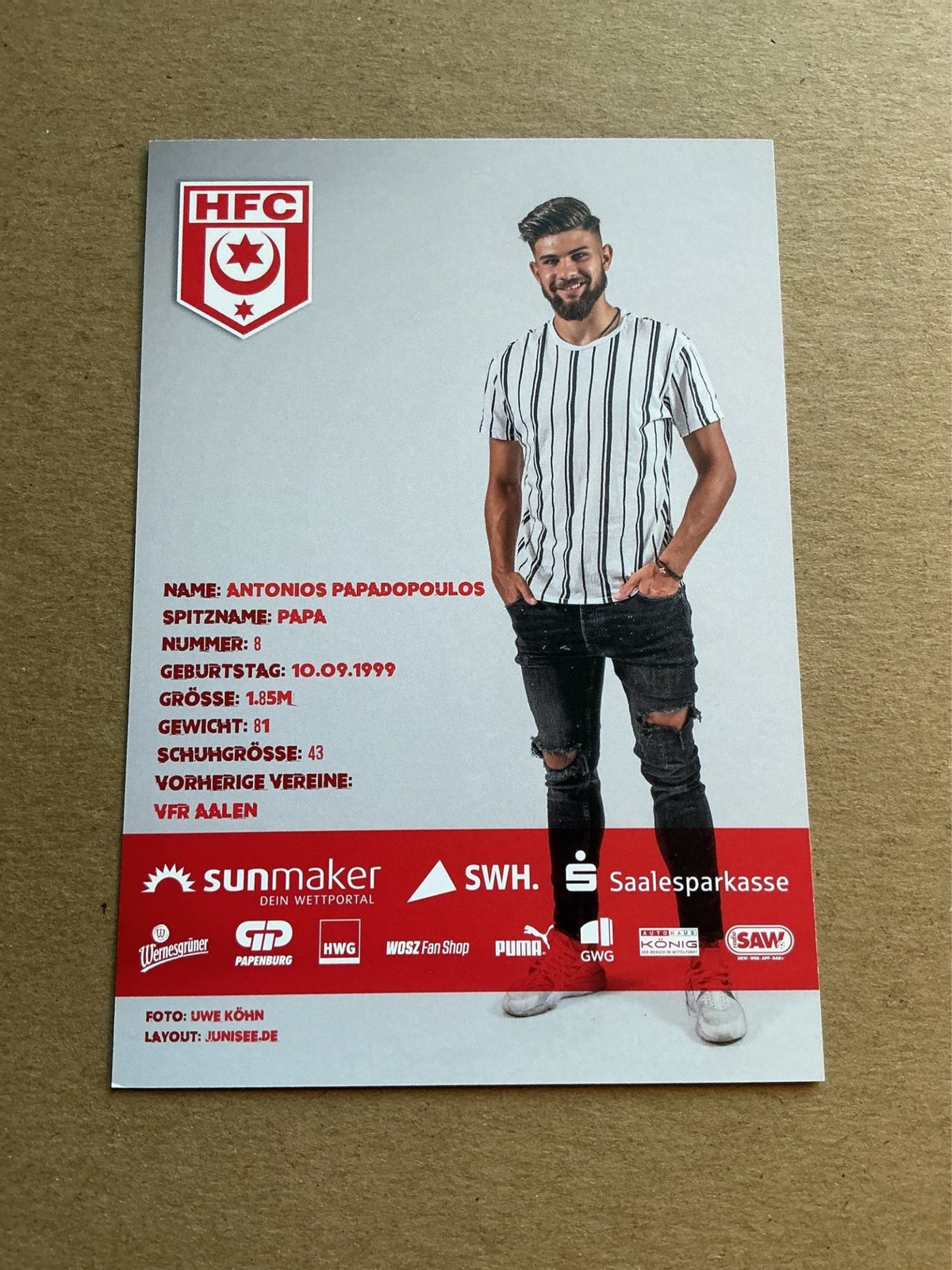 Antonios Papadopoulos, Germany 🇩🇪 Hallescher FC 2019/20 hand signed - Autographs-World