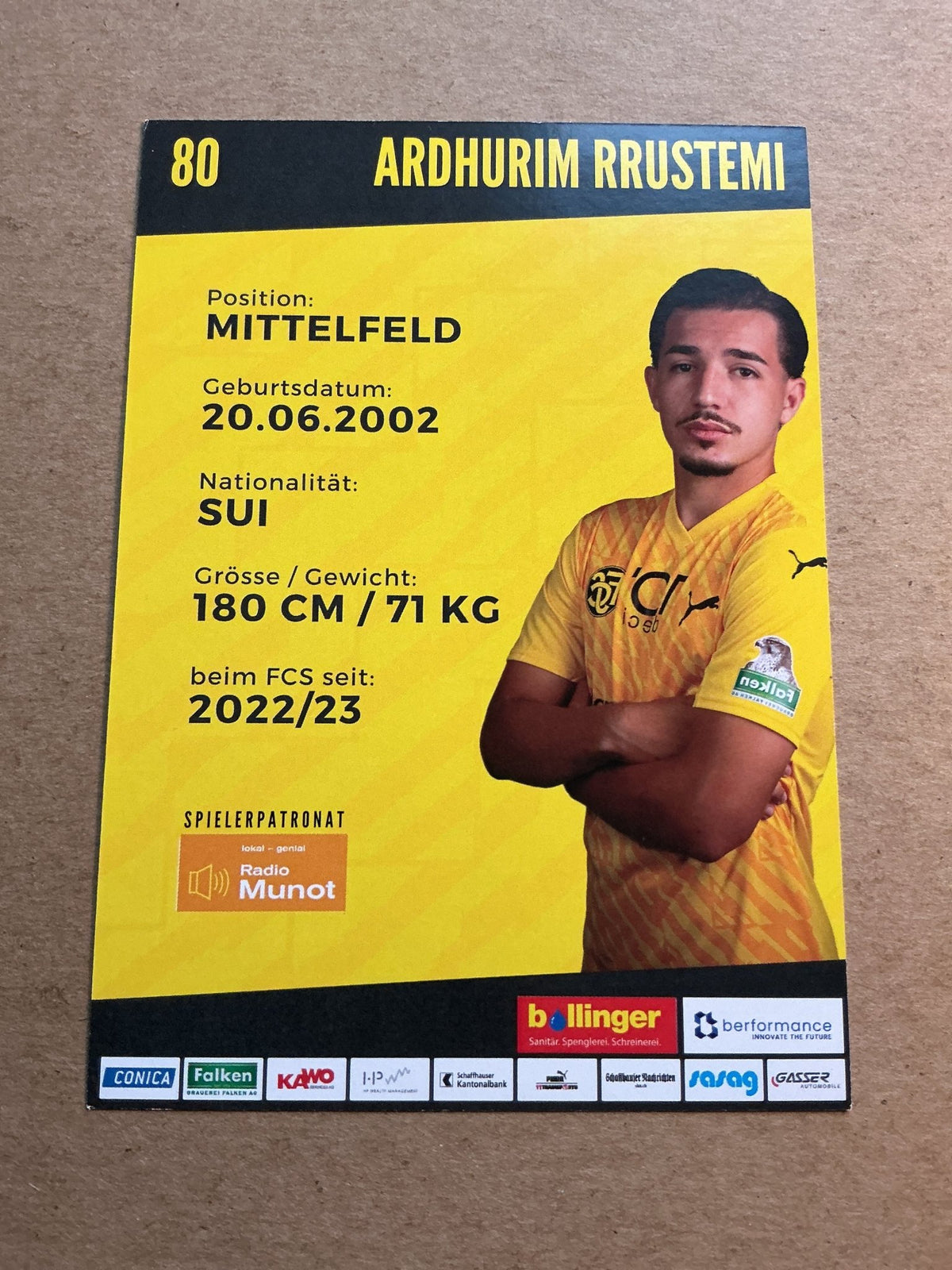 Ardhurim Rrustemi, Switzerland 🇨🇭 FC Schaffhausen 2023/24 hand signed - Autographs-World