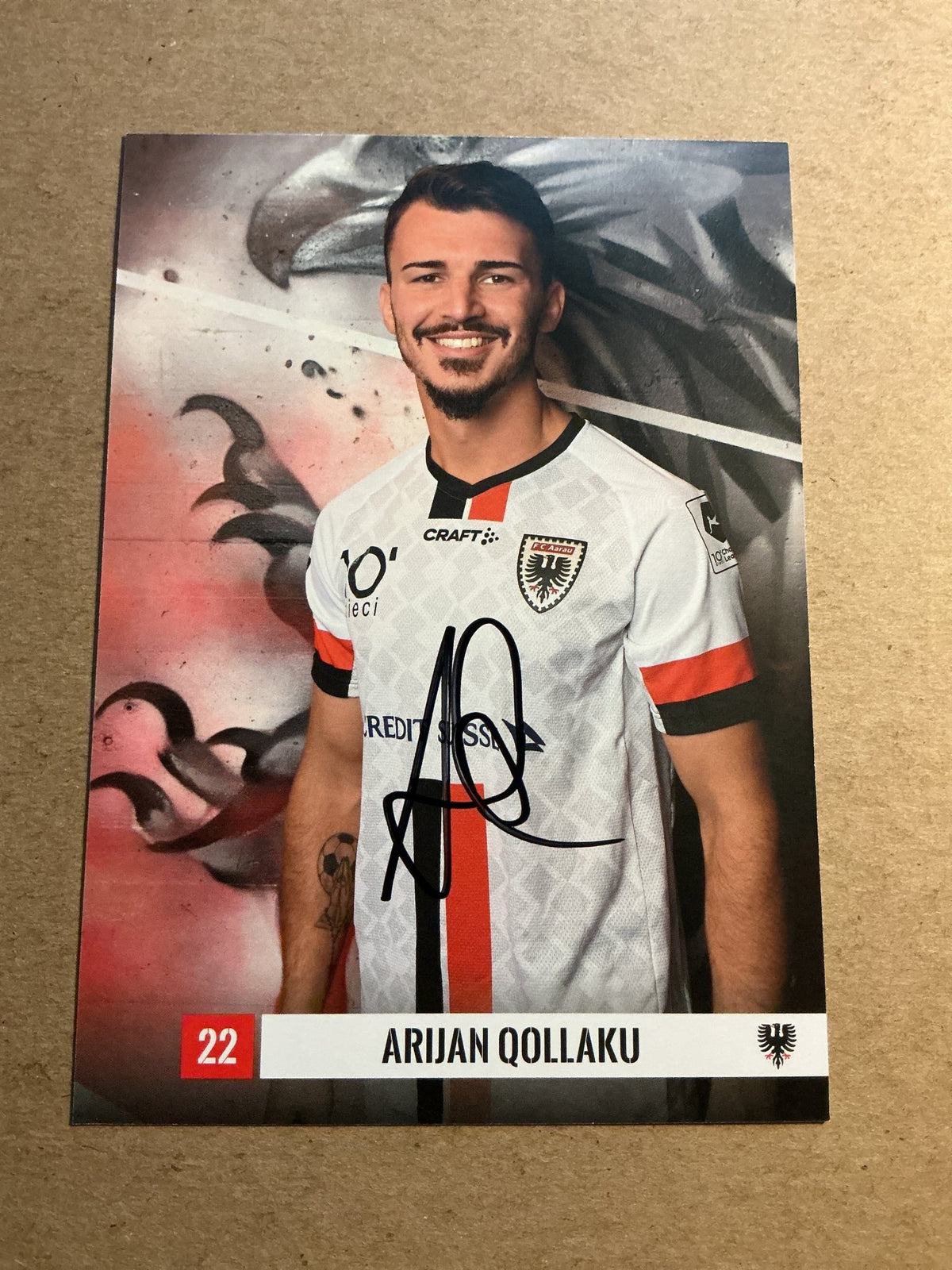 Arijan Qollaku, Albania 🇦🇱 FC Aarau 2023/24 hand signed - Autographs-World