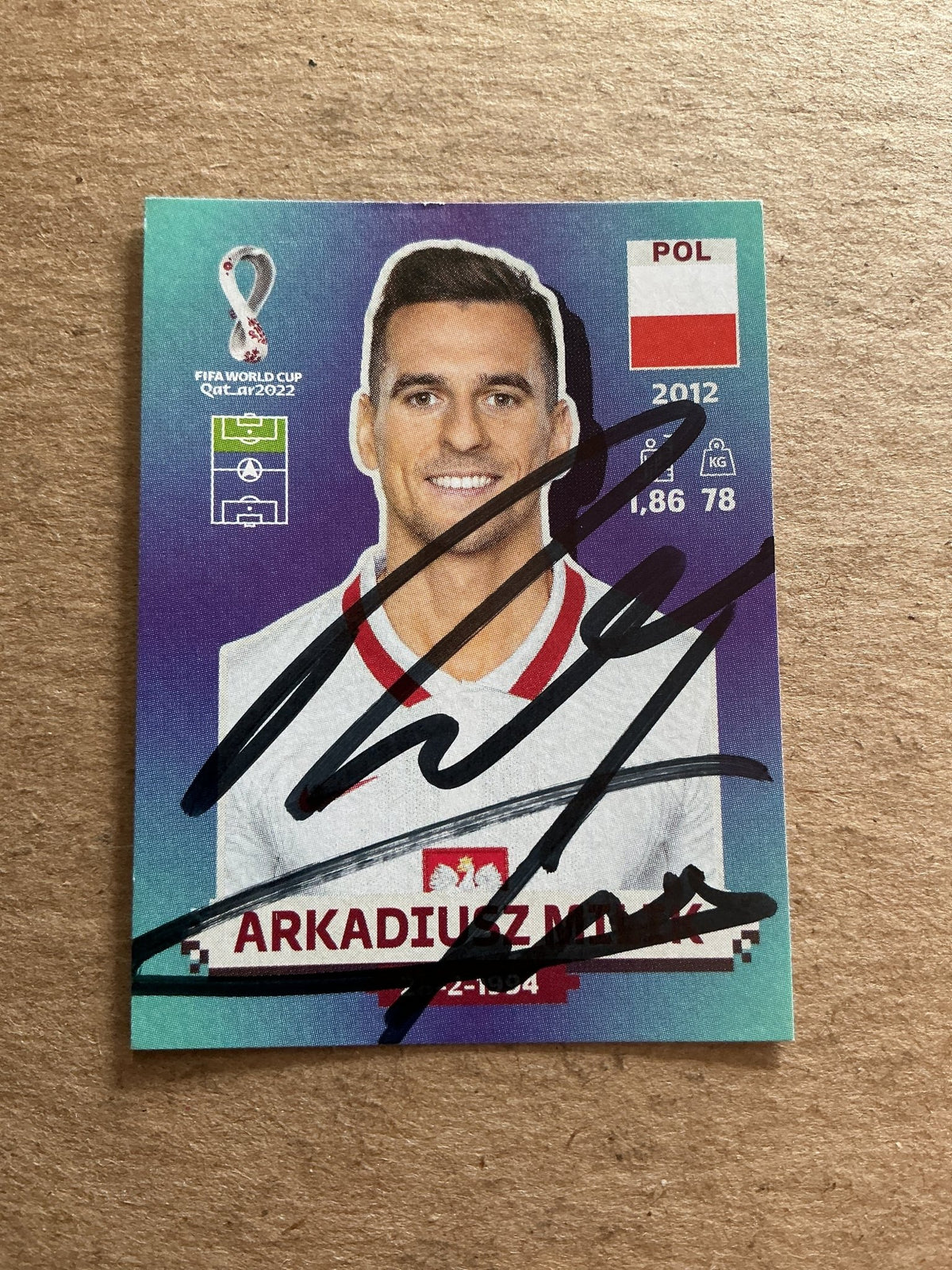 Arkadiusz Milik, Poland 🇵🇱 FIFA World Cup 2022 Panini hand signed - Autographs-World