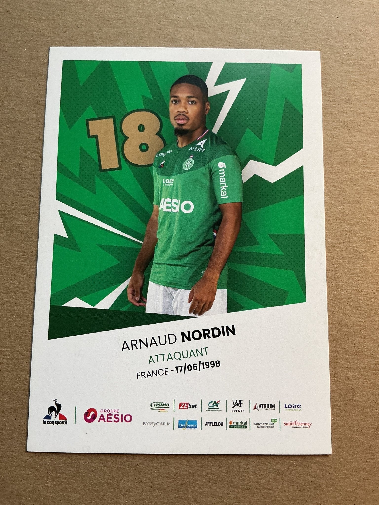 Arnaud Nordin, France 🇫🇷 AS Saint-Étienne 2019/20 hand signed - Autographs-World